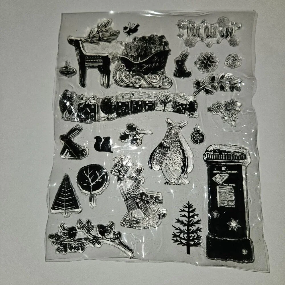 Clear Stamps Mixed Lot Christmas Tree Stocking House Reindeer Snowman READ